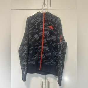 Nike Air Sportwear Grey & Black Camo Fleece Hooded Jacket Men Size XL 547117-408